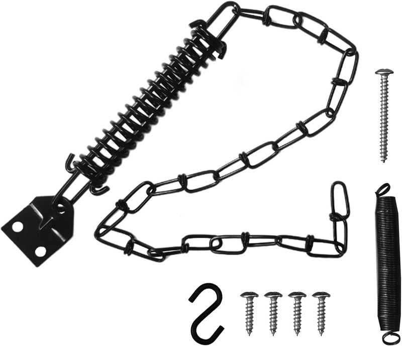 GWYAN 1 Black Zinc Storm Door Chain Lock Safety Zipper and Spring to Prevent Storm Damage - Image 2
